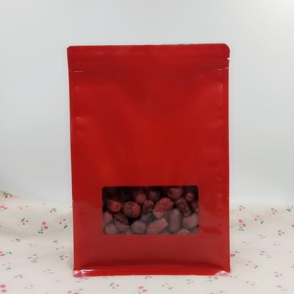 Custom Printing Aluminum Foil Plastic Zipper Flat Bottom Bag with Window for tea packing