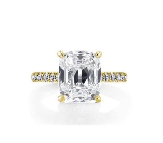 White CZ 925 Sterling Silver Engagement Ring 18K Gold Plated Baguette Cut