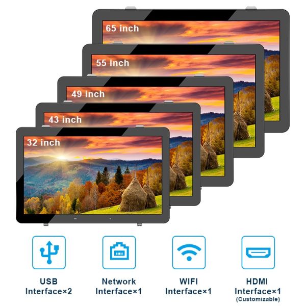CH 65 Inch IP65 Waterproof 4K Outdoor LCD Wall Mount Signage Kiosk with Tempered and Anti-glare Glass Screen