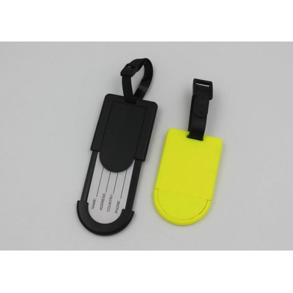 Bank Red Or Yellow Luggage Bag Tags With ID Card Inside / Plastic Hang Tag
