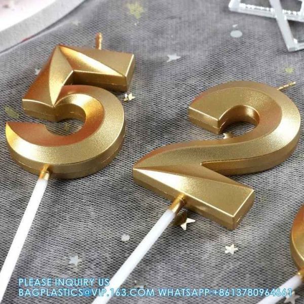 Wholesale Number Candles Gold-Plated 0-9 Wax Cake Candle Mini Cake Shaped Candles