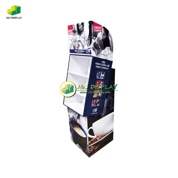 Cardboard Floor Display Knock Down Stand Customizable for Coffee