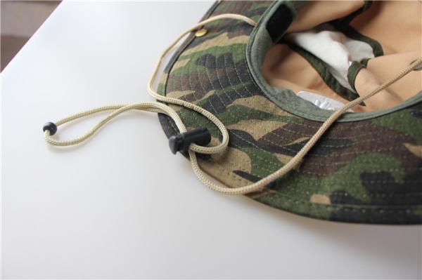 Wide Brim Camo Cotton Bucket Hat Woven Label / Sun Protection Available