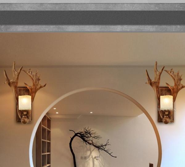 Vintage wall lamp living room bedside bedroom art wall light aisle cafe corridor hotel restaurant antler lamp (WH-VR-68
