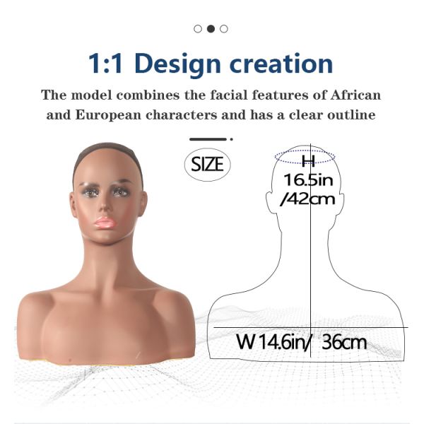 Life Size 42cm height Jewelry Mannequin Head / Shoulder Mannequin Head