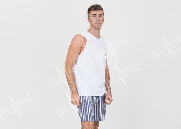 White Homestyle Mens Luxury Sleepwear Xxl Short Pajamas Functional Placket Side Pockets