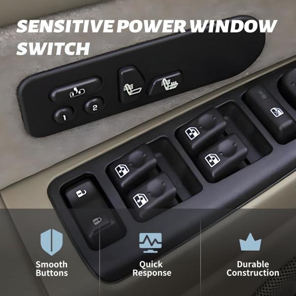 Power Master Window Switch Driver Side Compatível com veículos Chevy, GMC, 2003-2007 Chevrolet Chevy Silverado GMC Sier