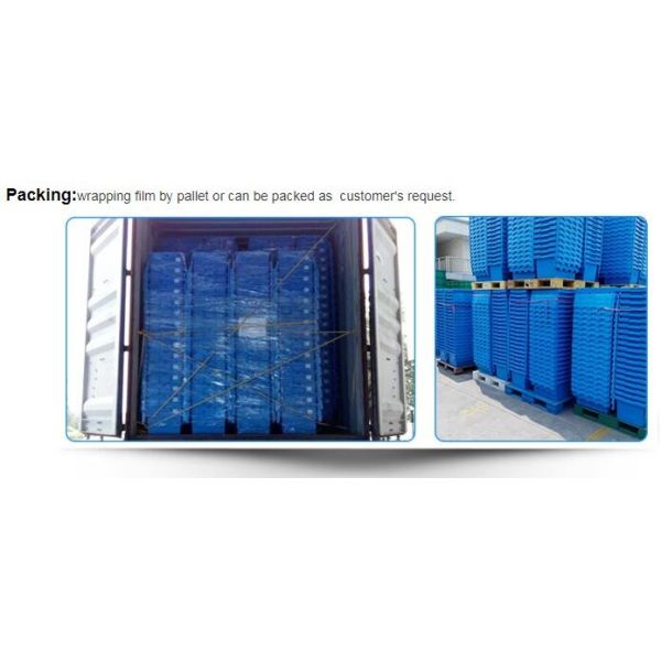 Heavy duty stackable attached lid turnover box, Stackable and nestable plastic shipping tote box for storage or moving