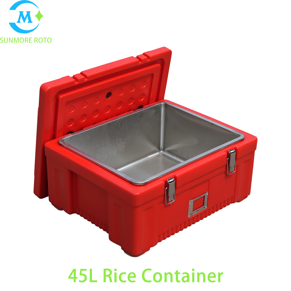 SUNMORE ROTO OEM 45L Rotomolded Thermal Rice Container, Stainless Steel Latch Sealed Insulated Food Storage Box For Catering Food Delivery