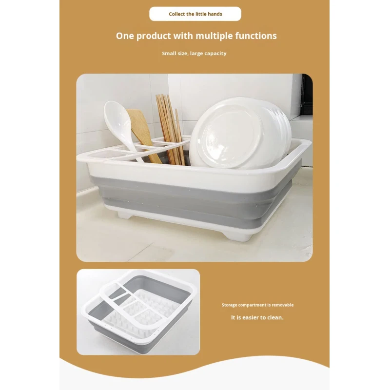 Collapsible Vegetable Washing Draining Basket Bowl Plate Plastic Storage Box Foldable Dish Draining Rack for Kitchen