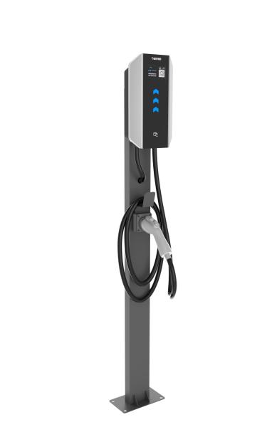 Wall-Mounted Pedestal Charger ABS with Type 2 Plug 3-in-1 RFID App LCD Screen OCPP Ready