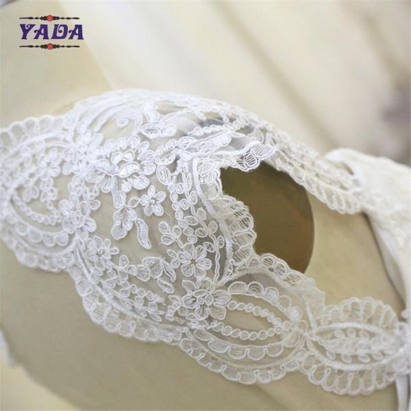 Último vestido elegante com V-neck, bordado sem costas, vestido de luxo, vestido de noiva de renda.