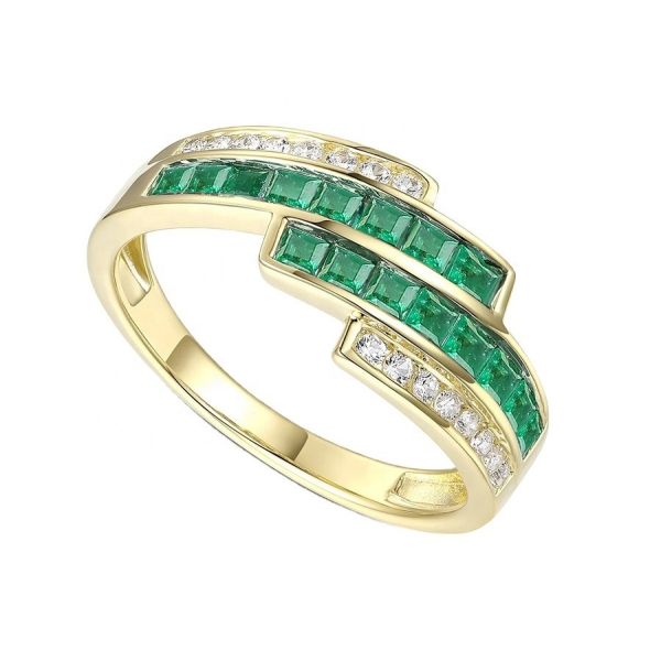 Prong Setting Emerald Ruby Women'S Diamond Statement Rings Size 6- Size 10