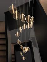 High Ceiling Villa Staircase Led Chandelier Spiral Staircase Round Cake Acrylic Hanging Chandelier Modern Household Lamps