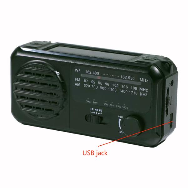 Apoio de rádio 2800 MAh Battery do diodo emissor de luz do ABS da manivela solar exterior da emergência