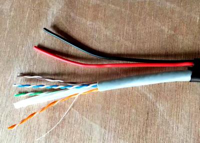 Cabo video exterior dobro do revestimento PE+PVC UTP CAT6+2C, cabo Siamese da câmera com poder