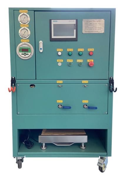 R404a Sistema de enchimento de refrigerante de um estágio, cilindro de enchimento de novo, máquina de carregamento dividido, óleo menos unidade de carregamento de gás AC