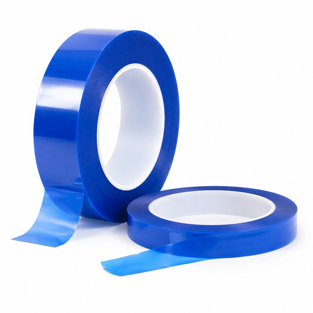 Blue PET High Temperature Tape (Blue Polyester Masking Tape / Blue Powder Coating Tape / Blue PET Silicone Tape) – For Composite Curing, Metal Finishing & Electronics