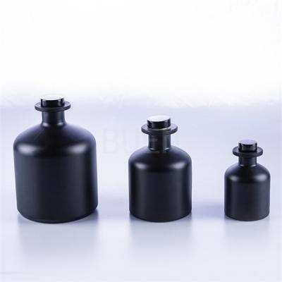 Home Decoration Glass Aroma Diffuser Bottle Frosted Black Glossy Anodizing