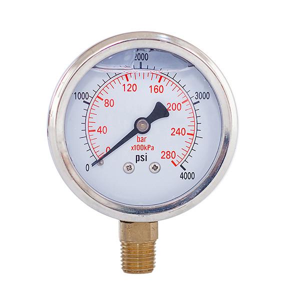 4000Psi 2.5 Inch Dial Dual Scale Liquid Filled Pressure Gauges