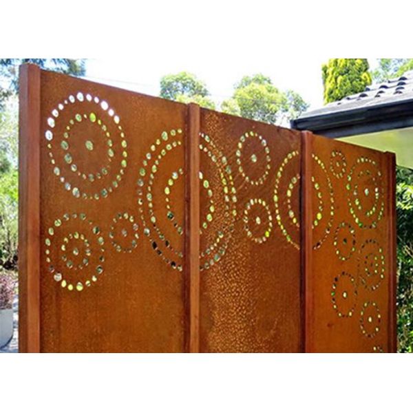 Patrón de círculo de acero inoxidable, adornos de jardín, panel de pantalla de privacidad, acero corten