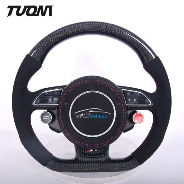 Genuine Carbon Fiber Alcantara Leather Audi Steering Wheel With Knobs
