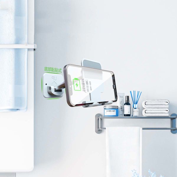 Adjustable Folding Desktop Phone Stand With Sucker / Telescopic Arm