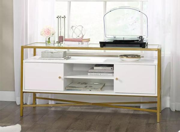 Living Room Display Glass Rack White Glossy Master Bedroom TV Cabinet Modern Closet
