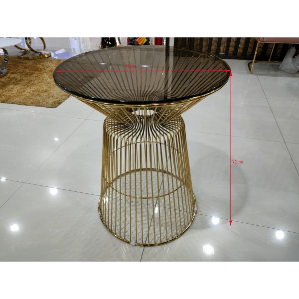 Brown Surface 72cm Wrought Iron Glass Coffee Table