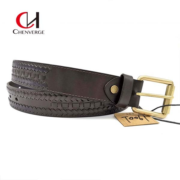 Copper Buckle Genuine Leather Braided Belt , Antiwear Ladies Black Belts For Dresses