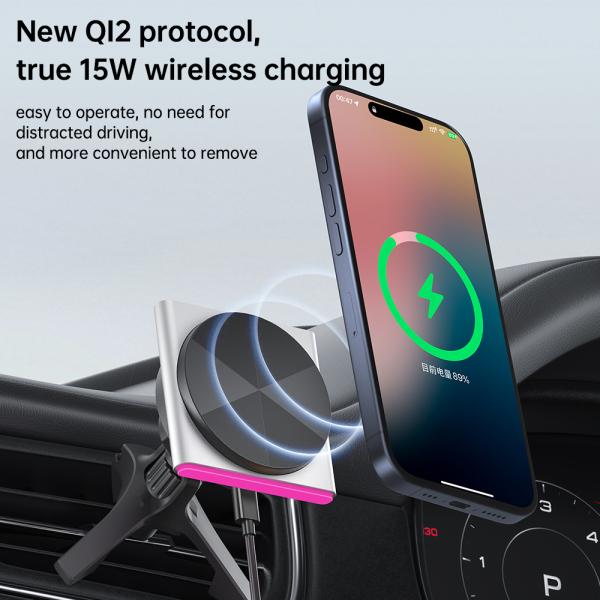 High-End Metal Magnetic Car Mount 9-Color RGB Light Effect Ultra-Thin Design One-Hand Operation Fast Charging