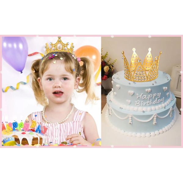 Gold Crown Cake Topper, 6 Pieces Happy Birthday Cake Toppers, Princess Crown Cake Decorations, Mini Crowns For Flower