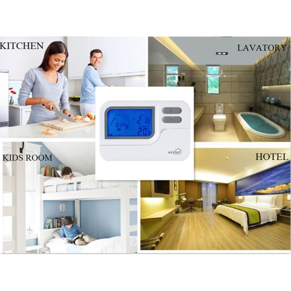 Riseem HVAC Цифровой программируемый термостат проводного помещения настраиваемый цветовой контроллер термостат