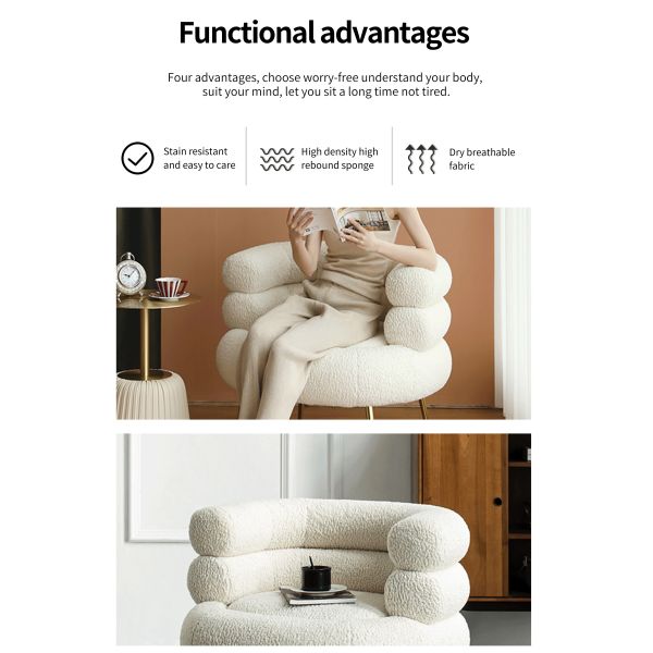 Simples silla de sofá de cabello de cordero con piernas de acero inoxidable perfecta adición a los muebles de la sala de estar de lujo y luz moderna