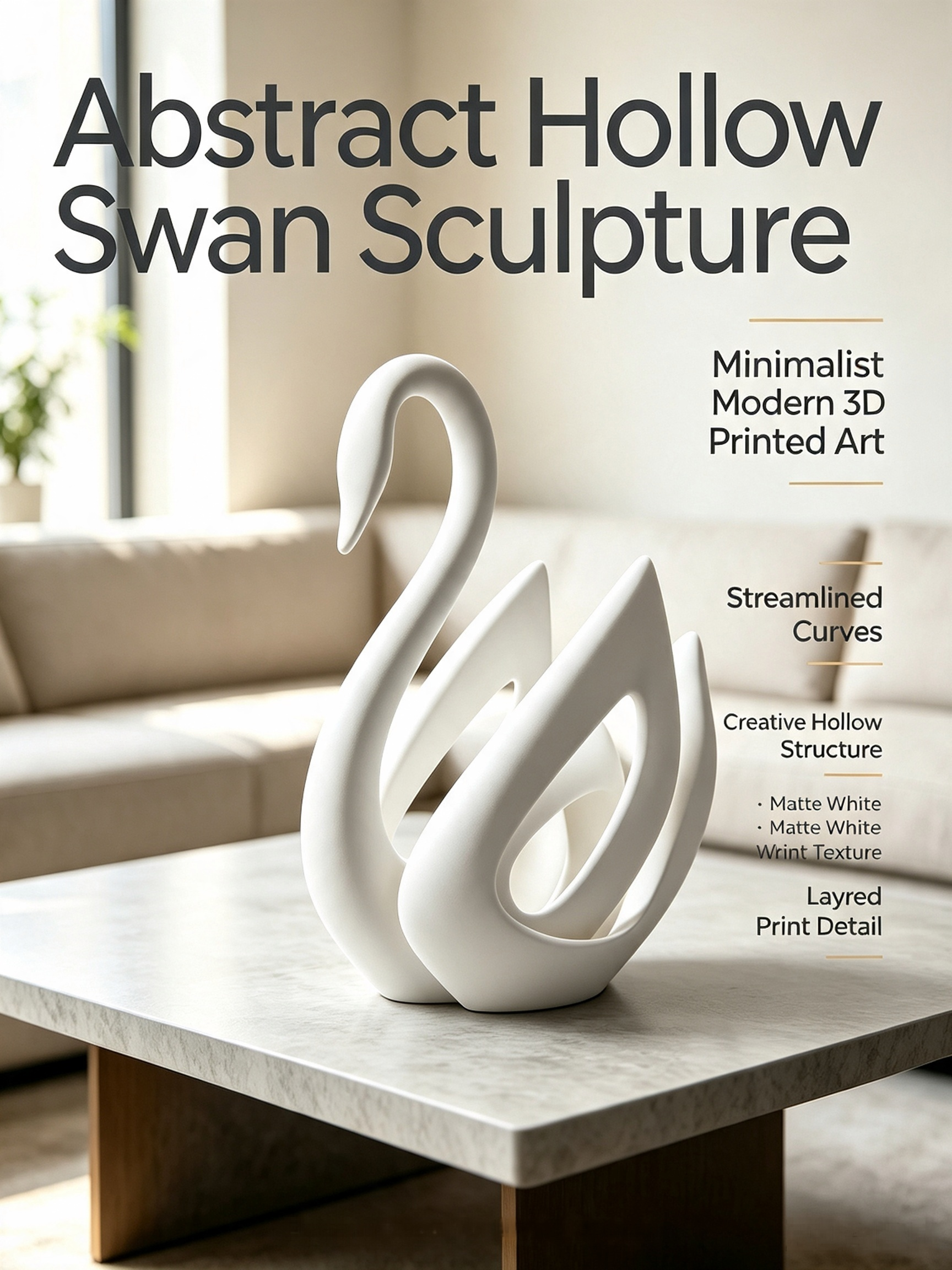 Polishing Painting 3d Art Prints Smooth Hollow Waterfowl Shaped Sculpture