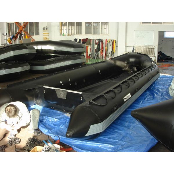 Black Inflatable Sport Boat PVC / Hypalon Handmade Ferry Boat With High Capacity