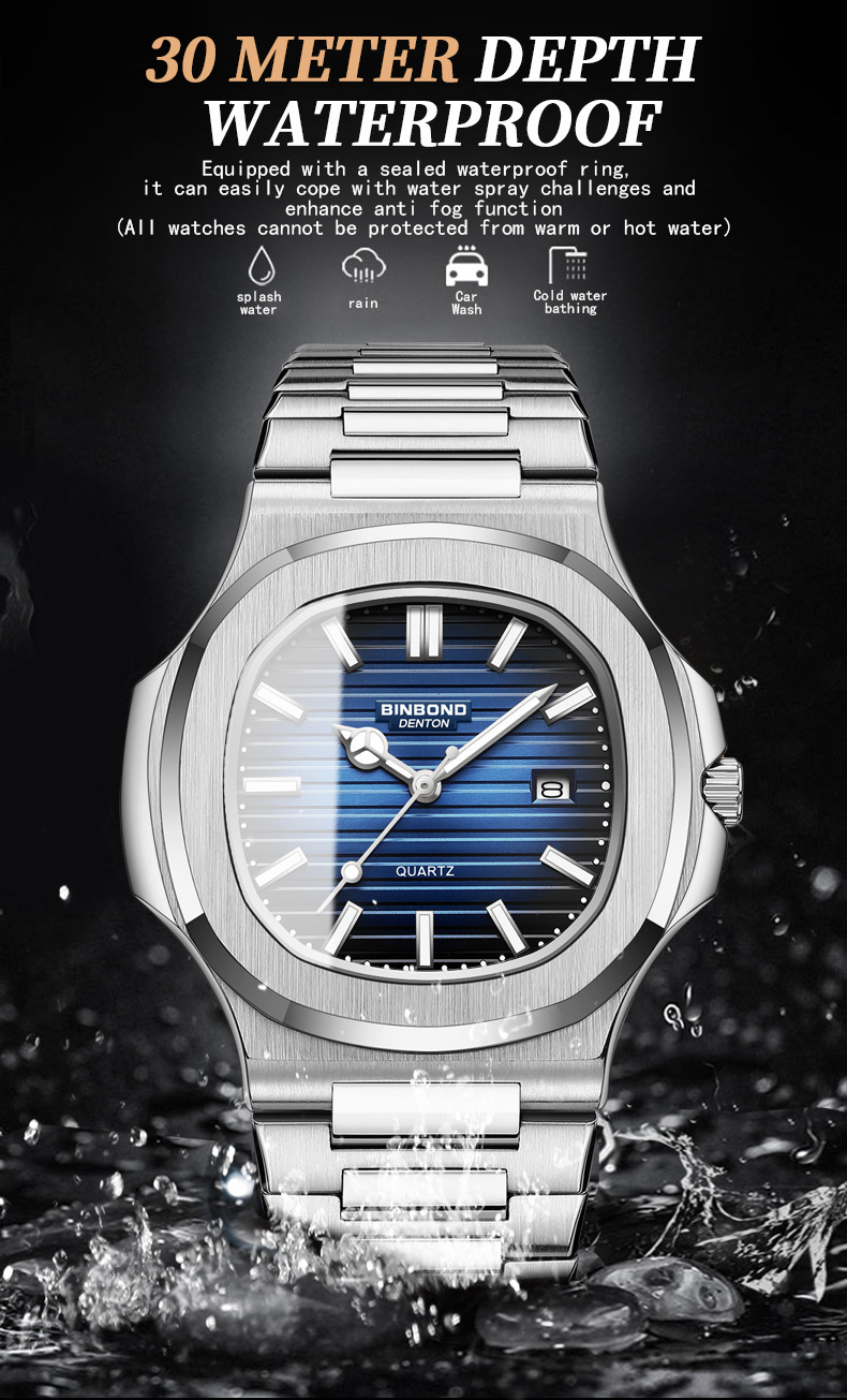Men's Octagonal Stainless Steel Quartz Watch – Classic Business Dress Watch