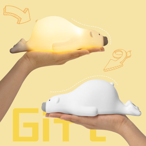 Gift Led Children Sleeping Night Light Rechargeable Silicone Squishy Bear Desktop