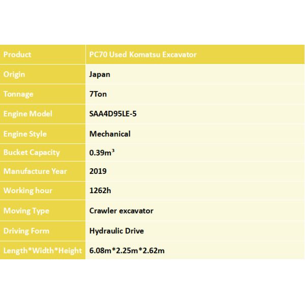7 тонн Малый экскаватор Komatsu PC70 Экономия топлива Экономия труда Оружие