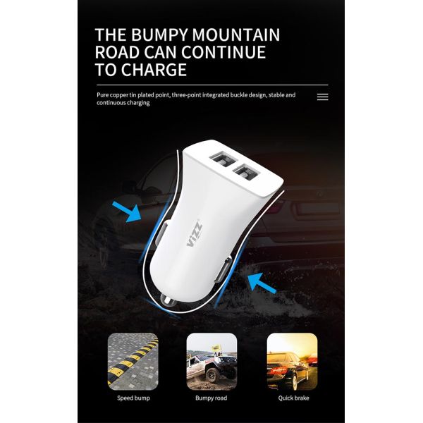 Заряжатели быстрого автомобиля мобильного телефона KX60 USB ABS 2.4A двойные