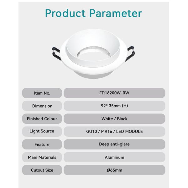 DIY Commercial Lighting Recessed Spotlight With Deep Anti-Glare Design