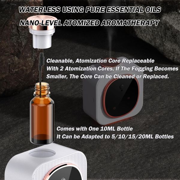 Wall Mounted Battery Powered Smart Pure Waterless Aroma Scent Essential Oil Diffuser Nano Mist Scent Machine With Night Light