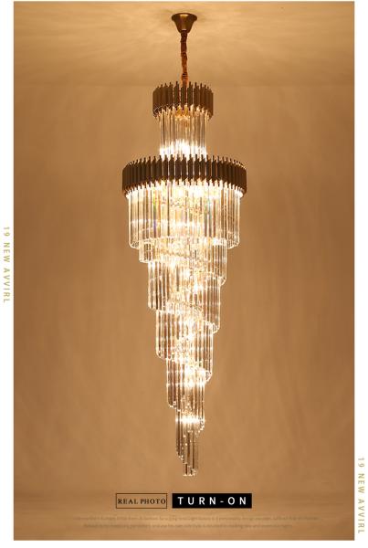 Large Top Long Crystal Led Chandeliers Hotel Hall Living Room staircase chandelier(WH-CY-179)