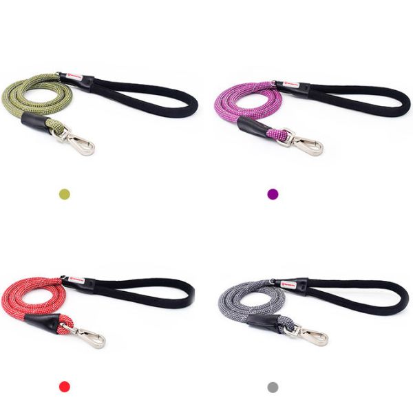 Purple Dog Walking Leash Colorful Pet Walk Running Nylon Slip Lead Double Rope
