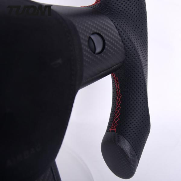 Matte Carbon Fiber Tesla Model 3 Model Y Steering Wheel Perforated Leather