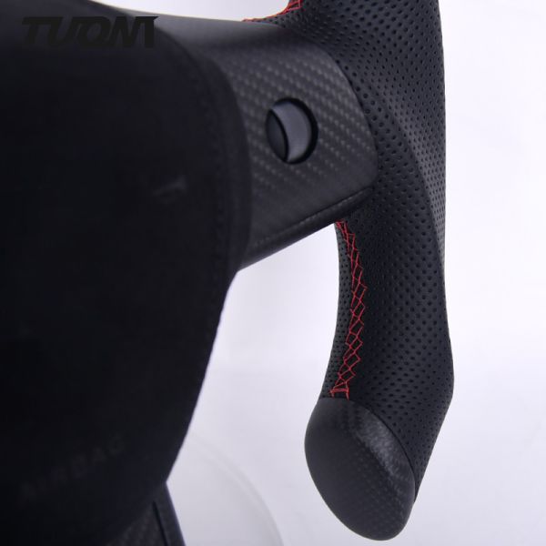 Matte Carbon Fiber Tesla Model 3 Model Y Steering Wheel Perforated Leather