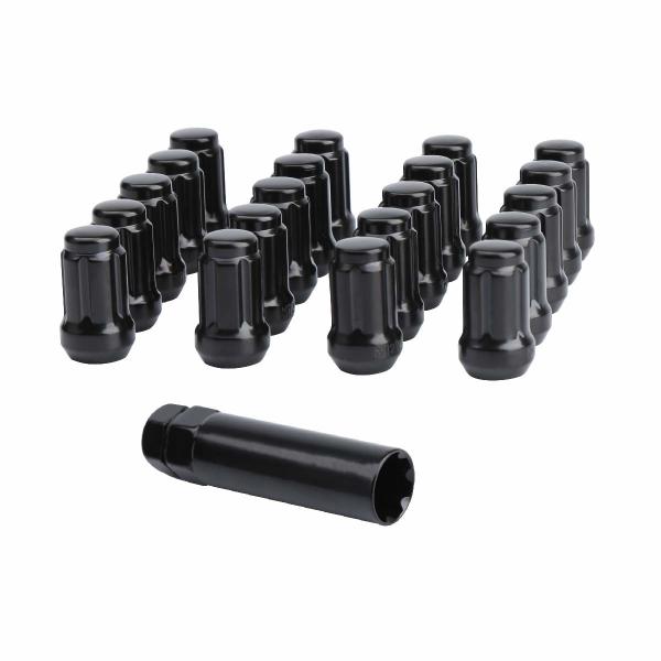Black Finsh Locking Wheel Nuts 6 Spline Tuner Conical / Cone Seat High Strength