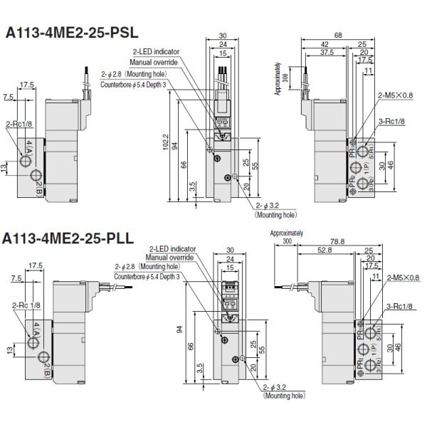 Konganei 110-4E1 A110-4E1 Pneumatic Solenoid Valves M5 DC24V AC230V