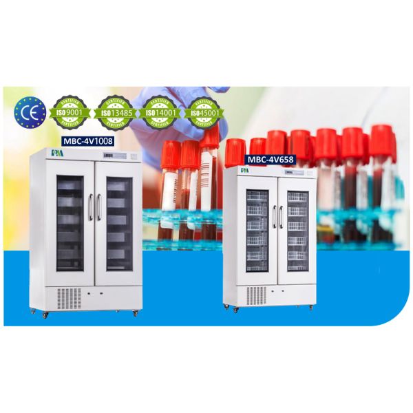 Автомобиль двойной двери емкости холодильника 658L банка крови серии MBC-4V размораживает