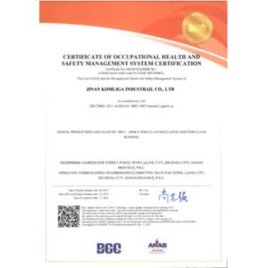 JINAN KOMLIGA INDUSTRIAL CO., LTD. Certificaciones